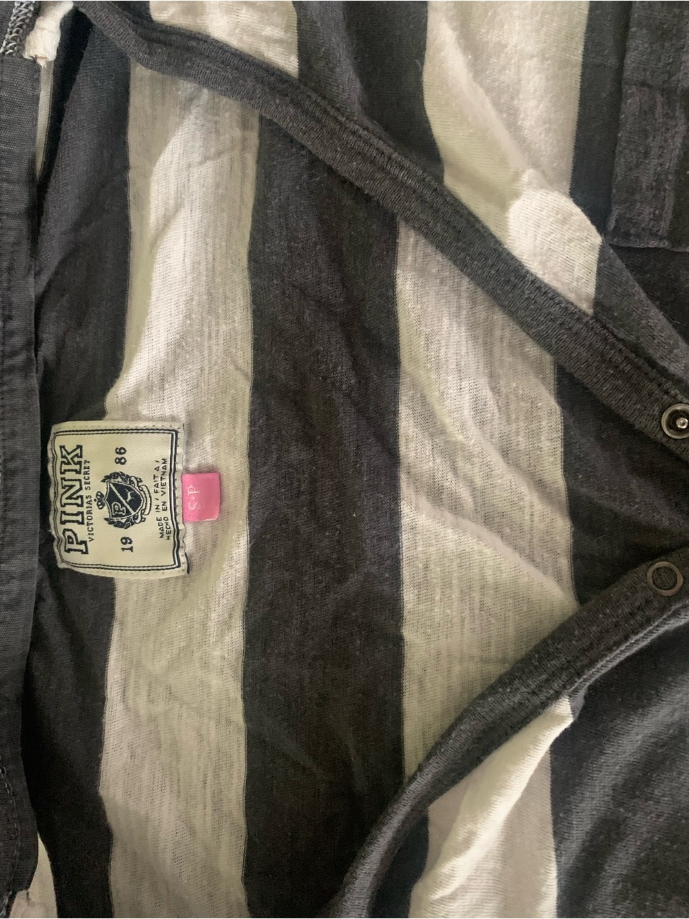 PINK Victoria's Secret Kids Black & White Striped Hooded Jacket